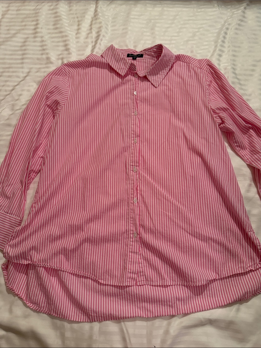 Velvet Heart Pink and White Striped Button-Down Blouse
